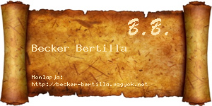 Becker Bertilla névjegykártya